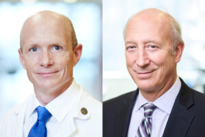 Side-by-side vertical head shots of a doctor in coat and tie.