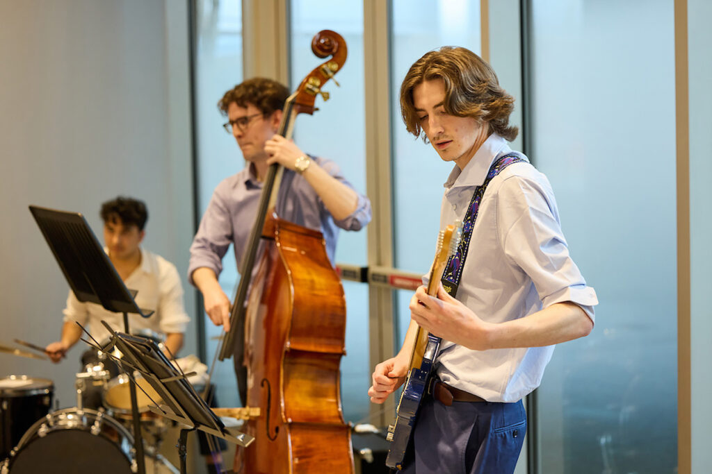 Band members playing instruments